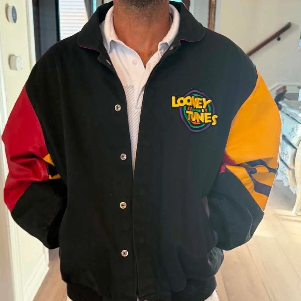 Vintage Looney Tunes Jeff Hamilton Varsity Jacket 90s Mens Large (Made in USA)